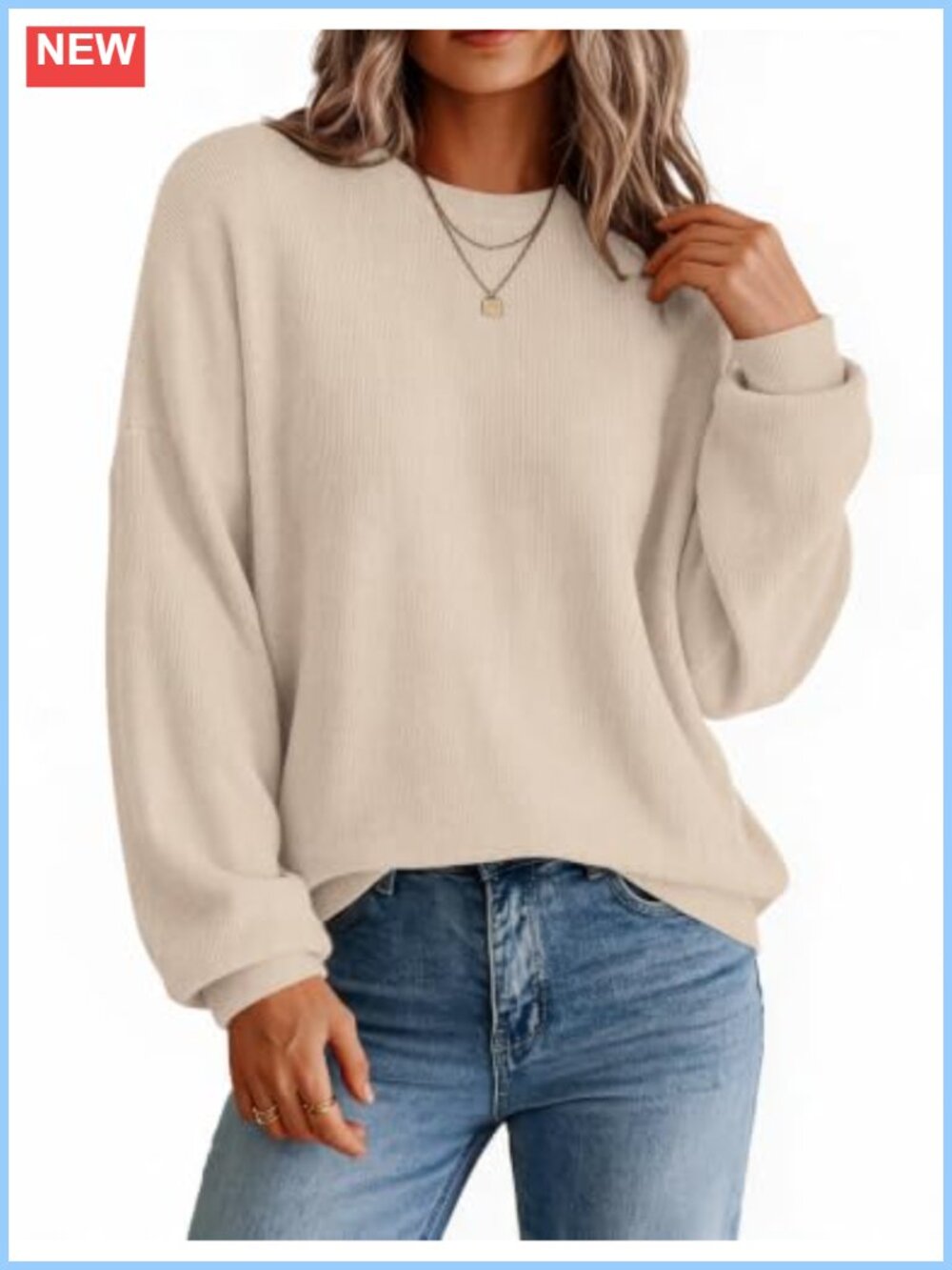 Oversized Crewneck Long Sleeve Knit Pullover Sweater